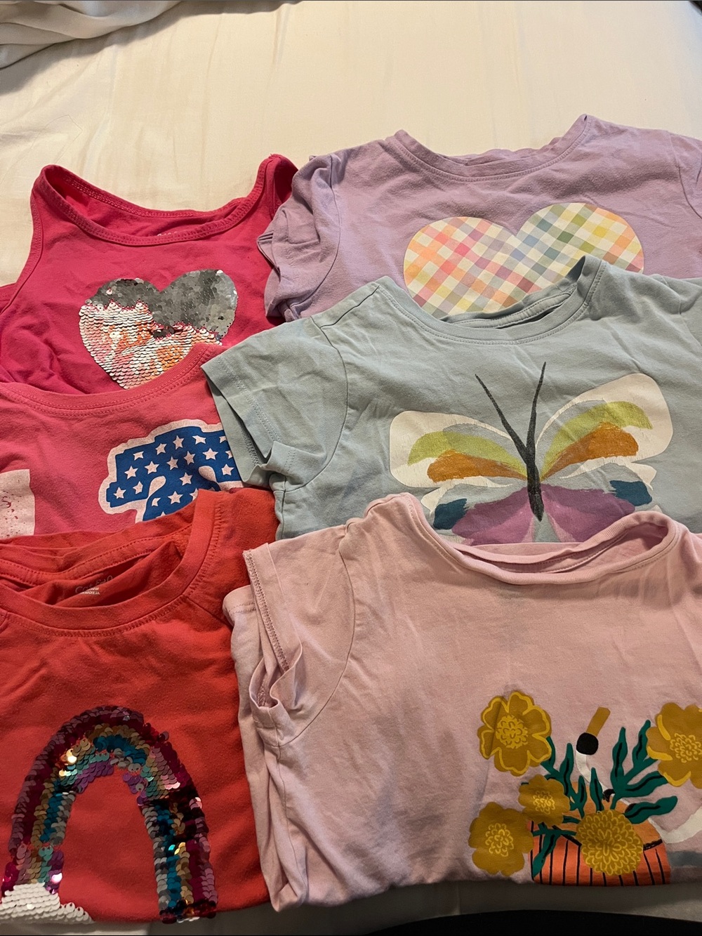 Lot of 6 graphic tee shirts girls size 6 Tea Collection and Cat & Jack